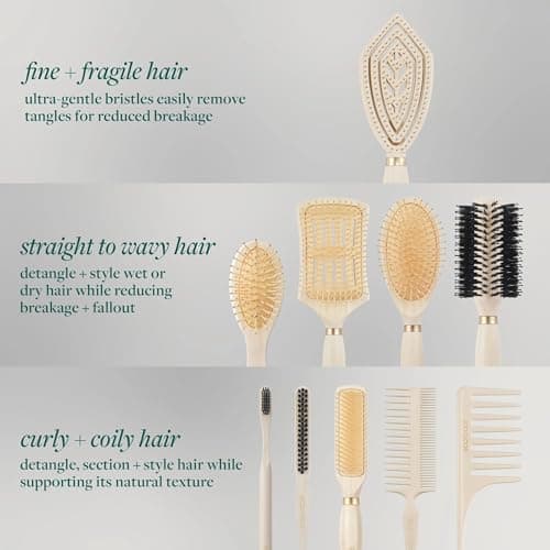 EcoTools Dual Bristle Hair Brush, Faux Boar & Nylon for Detangling Smoothing & Shine, for All Hair Types, Daily Styling Brush, Bamboo Handle, Vegan & Cruelty-Free, 1 Count — view 4