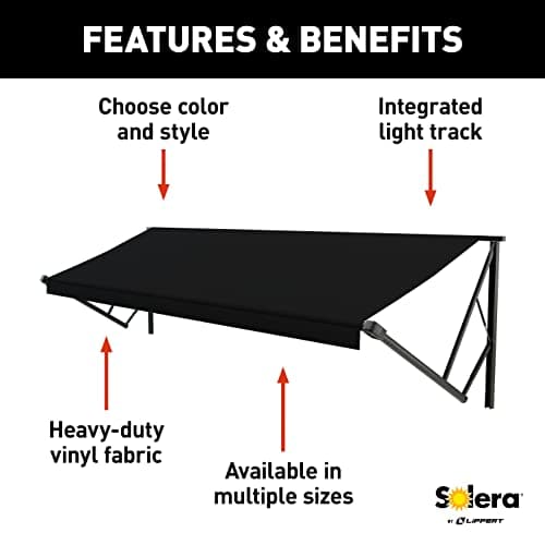 Lippert RV Solera Awning Roller and Fabric Assembly 13' Black V000211460