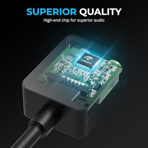 SABRENT USB to 3.5mm Jack Audio Adapter, USB to Headphone Jack Adapter Sound Card, Upgrade to 24-Bit 96Khz for a deep Sound Quality (AU-UCMA) — view 5