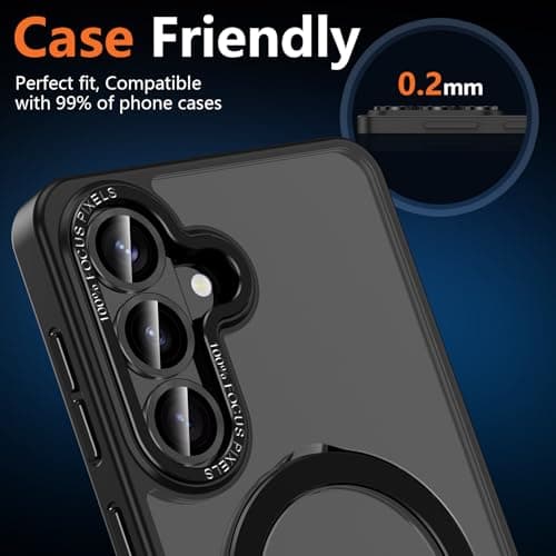 Avocase for Samsung Galaxy S26 Camera Lens Protector, Individual Metal Ring Tempered Glass Lens Cover, [Strong Adsorption] Scratch Resistant Ultra-Thin HD Clear Lens Cover, 1 Set-Black — view 5