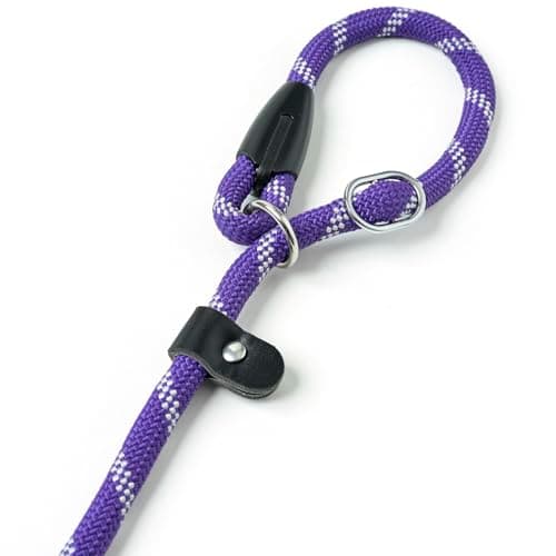 WePet Dog Training Slip Leash, No Pull, Durable Reflective Lead, Puppy Heavy Duty Loop Rope, Comfortable Handle, 6 ft, 1/2 inch, diam. Purple/Black — view 2