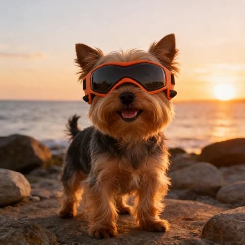 PETLESO Dog Goggles Small Breed, XS Dog Sunglasses Chihuahua Glasses Anti-UV Eyes Protection for XSmall Pets Tiny Dogs Cats, Orange XS — view 5