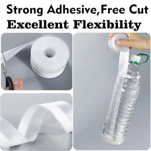 Silicone Seal Weather Stripping Tape 16.5 Feet Strip Bottom Draft Insulation Stopper Tape Weatherproof Soundproof for Door or Window Bathroom Shower Glass Gaps（45mm*5m） — view 4