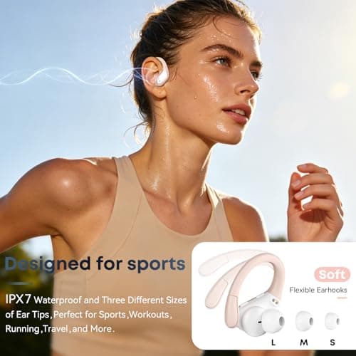 Wireless Earbuds, Sports Bluetooth Headphones, Noise Canceling Ear Buds with 80hr Playtime, LED Power Display, IPX7 Waterproof Earphones for Gym/Workout Rose Gold