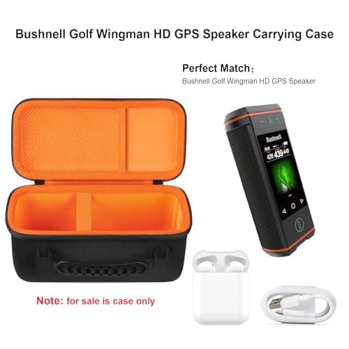 Elonbo Carrying Case for Bushnell Golf Wingman HD GPS Speaker, Bushnell Wingman HD View Golf Speaker Hard Travel Bag, Portable Speaker Storage Holder, Mesh Pocket Fits Charging Adapter. Inside Orange