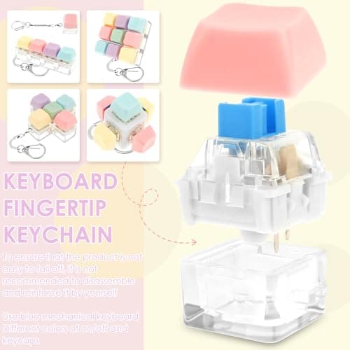 5Pcs Keyboard Toy, Keyboard Clicker Toy, Portable Mechanical Keychain Toy for Stress Relief and Fun, Funny Cube Key Button Gift for Adults