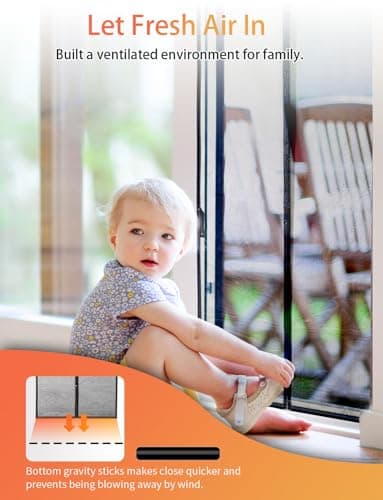 FEGO Magnetic Screen Door Fit Door Size:32"x82", Screen Itself Size 34"x83", Enjoy Breeze, Hands Free Entry, Reinforced Fiberglass Mesh Anti-Tearing, Pet & Kid Friendly, Strong Magnets for Patio/Front — view 3
