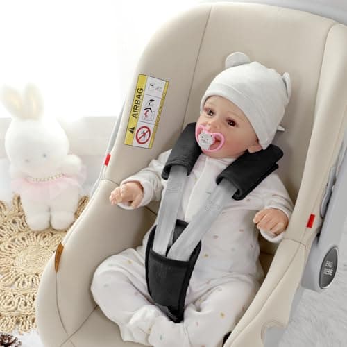 SWESEN Baby Car Seat Strap Covers, 3 Piece Soft Car Seat Strap Shoulder Pads for Baby Girls Boys, Double-Sided Use carseat Straps Covers for Stroller, Car Seats, Pushchair, Black