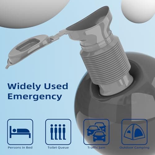 KkaFFe Pee Bottles for Men, Collapsible Emergency Urinal with Disposable Replacement Bags, Leakproof Car Pee Bottle for Men and Women, Set Urine Bottle, Travelling, Traffic Jams & Hiking (Grey) — view 2