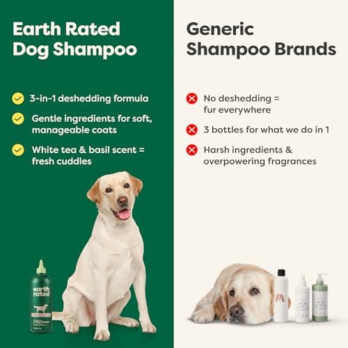 Earth Rated Deshedding Dog Shampoo, Hypoallergenic 3-in-1, Shampoo & Conditioner for Dogs & Puppies, Deodorizing, 98.5% Natural Origin Ingredients, 16 oz — view 4
