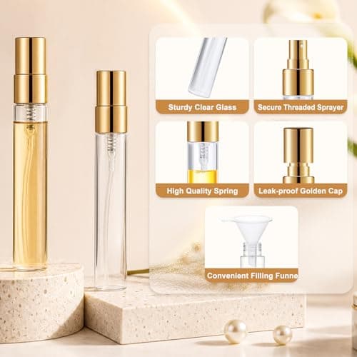 Mini Glass Spray Bottle 20pcs 5ml Clear Spray Bottle Empty, Fine Mist Refillable Mini Perfume Spray Bottle, Perfume Atomizer, Travel Spray Bottle For Hair, Small Empty Sample Containers Portable — view 2