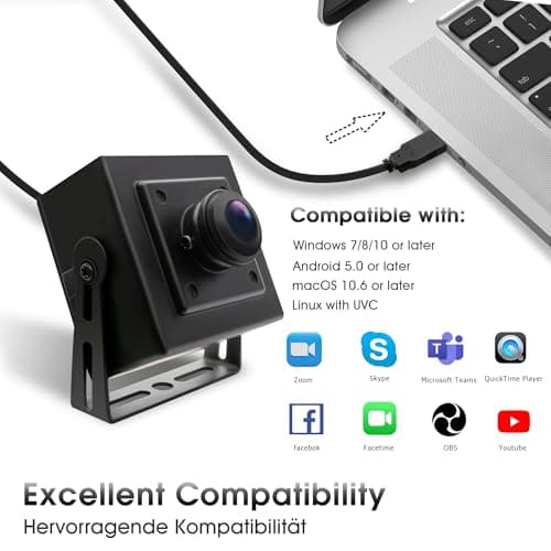 Hotpet 1080P Fisheye USB Camera, 180 Degree Wide Angle, High Frame Rate 100 fps/60 fps/30 fps, for 3D Printer, Machine Vision, Laser Engraving, 2MP Webcam Plug and Play for Windows/Mac/Linux/Android — view 5