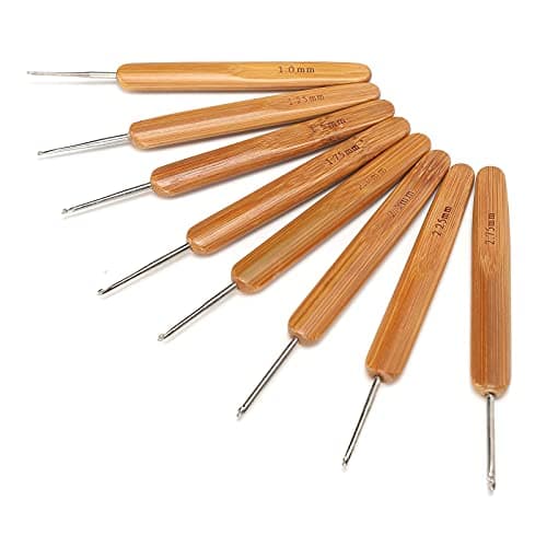 Bamboo Handle Crochet, Ergonomic Crochet Hooks Set of 8 Sizes with Stainless Steel Needle and Natural Bamboo Handle, for Home Use DIY Hand Knitting — view 5