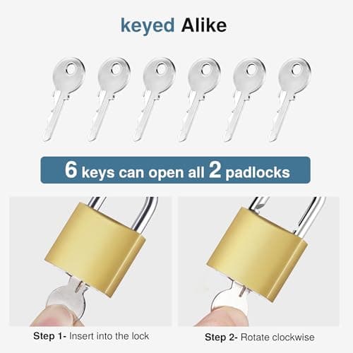 Puroma 2 Pack Keyed Padlocks 32mm Small Lock with Keys, 0.86 Inch Locker Lock for Backpack, Luggage, School Gym Locker, Jewelry Box, Diary Book, Laptop Bags — view 3