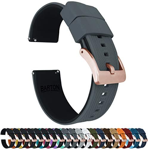 22mm Smoke Grey/Black - BARTON Elite Silicone Watch Bands - Rose Gold Buckle Quick Release