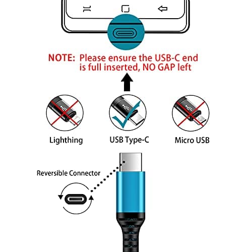C Charger Cord Fast Charging USB Type C Cable Android Charger Cables 6FT 2Pack for Samsung Galaxy S26 S25 S24 S23 S22 S21 S20 Ultra S20+ Note 20 10 S10 S9 Plus A12 A11 A52 Google Pixel 6 5 4 4a 3a XL