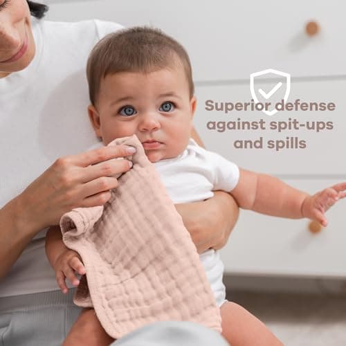 Comfy Cubs Muslin Burp Cloths 20" x 10", Pack of 10 - Large, 6-Layer, Ultra Absorbent 100% Cotton for Baby Drool and Messes - Soft, Safe & Gentle Baby Burp Cloths for Boys & Girls - Multi — view 3