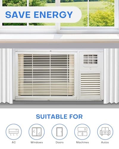 2Packs Air Conditioner Foam Tape with Adhesive, 1''X1''X 6.5 Ft Window Weather Stripping, High Resilience Ac Window Seal Kit Foam Insulation for Winter Summer (6.5ft X 2 Rolls, Grey) — view 3