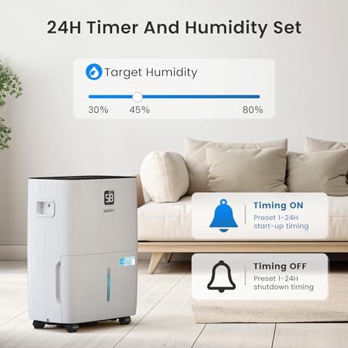 Yaufey 6000 Sq. Ft. Energy Star Certified Dehumidifier, Max 120 Pints Dehumidifier for Basement with Drain Hose, Smart Compressor with Intelligent Humidity Control, Dehumidifiers for Home Bedroom — view 2