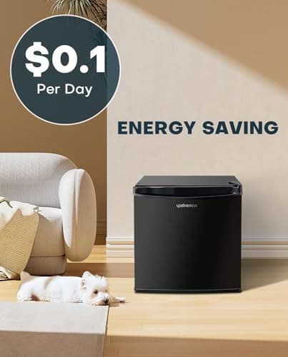 Upstreman 1.7 Cu.ft Mini Fridge with Freezer, Dorm Essentials, Adjustable Thermostat, Energy Saving, Low Noise, Single Door Compact Refrigerator for Dorm, Office, Bedroom, Black-FR17 — view 5