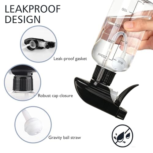 360° Spray Bottles 2 Pack 17oz Plastic Water Sprayer Small Squirt Bottle — view 4