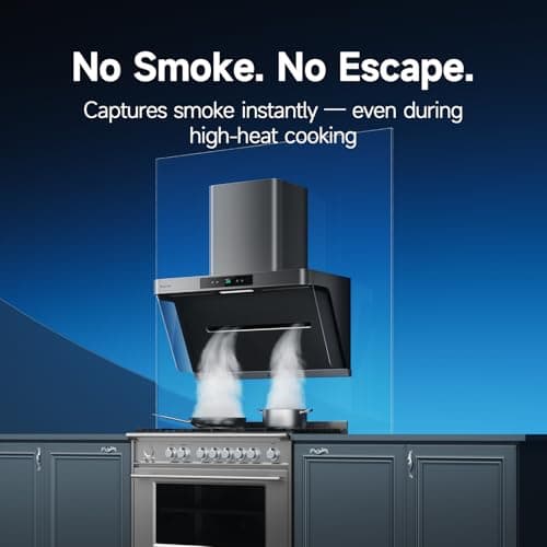 Arspura P1 Range Hood 36 Inch, Wall Mount Smart Kitchen Vent Hood with IQV Smoke Capture, Ultra Quiet BLDC Motor, PM2.5 Monitoring, 4-Speed Gesture Control, LED Lights