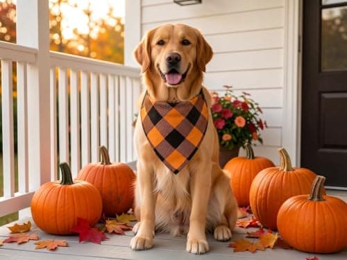 CozyHaus Fall Dog Bandanas 2PCS Halloween Pumpkin Spider Web Large Dogs — view 5