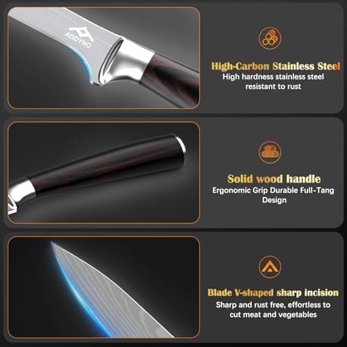 Addyno 8inch &4inch Stainless Steel Chef's Knives, Japanese High Carbon Steel Sharp Paring Knife with Ergonomic Handle