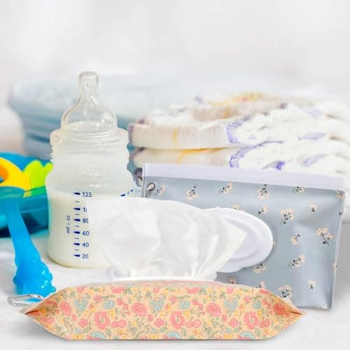 2Packs Baby Wipes Dispenser Portable Baby Wipe Holder Refillable Wet Wipes Container Reusable Travel Wipes Case, Keeps Wipes Fresh(Blue) — view 2