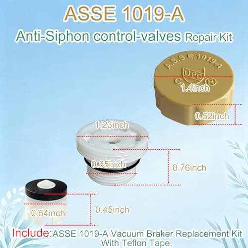 PKLIYH ASSE 1019-A Outdoor Faucet Repair Kit with Teflon Tape, Vacuum Breaker Replacement Kit Anti-Siphon Frost-Free Hose Bib Sillcock Valve Replacement（1 Pack）