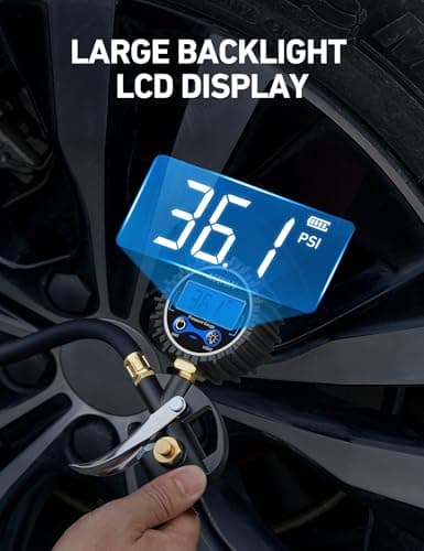 AstroAI Digital Tire Pressure Gauge with Inflator, 3-250PSI Air Compressor Accessories with Heavy Duty Air Chuck Quick Connect Coupler, Fits 1/4" NPT – for Car Truck SUV RV, 1 Pack Compact — view 4