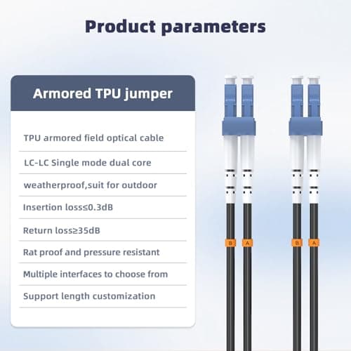 Jeirdus 30m LC-LC to LC Outdoor Shielded Duplex 9/125 SMF Fiber Optic Patch Cable