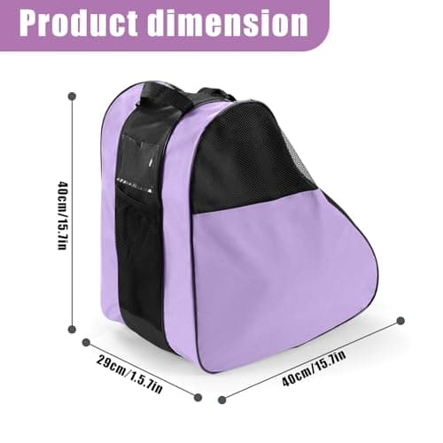 Purple Roller Skate Bag with Adjustable Shoulder Strap and Handle, Large Capacity Quad Inline Figure Skating Bag for Women Men Kids, Roller Skate Accessories