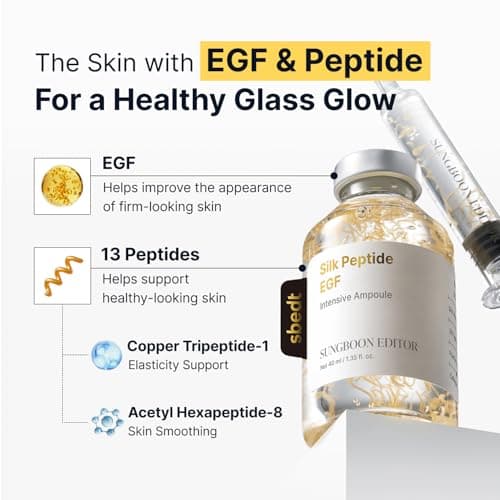 SUNGBOON EDITOR Glow Intensive Deep Collagen Silk Peptide EGF Ampoule, Copper Peptides Serum for Face with Multi Peptides, Hydrating Korean Skincare Facial Serum for Smooth-Looking Skin, 1.35 fl oz — view 3