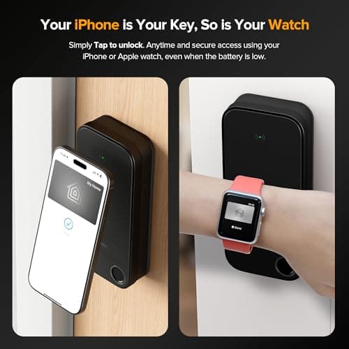 ThorBolt X1 Apple Home Key Lock, iOS ONLY Smart Keyless Entry HomeKit Door Lock with Fingerprint, Keypad Deadbolt Lock Works with HomeKit Over Thread (Border Router Required), IP65 Weatherproof, Black