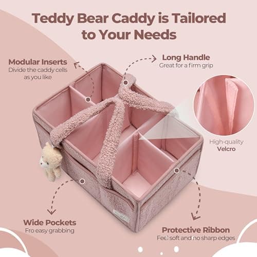 PeraBella Baby Diaper Caddy Organizer with Handle, Boy & Girl Shower Gift Basket, Portable Diaper Storage Basket Bin for Wipes, Newborn Baby Essentials Registry Search Must Haves, Car Caddy Organizer — view 2