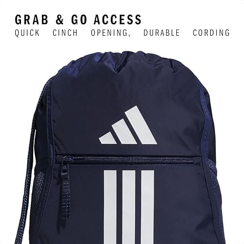 adidas Alliance Sackpack – Drawstring Backpack for Sports, Small Gym Bag, Team Navy Blue 2/3, OSFA