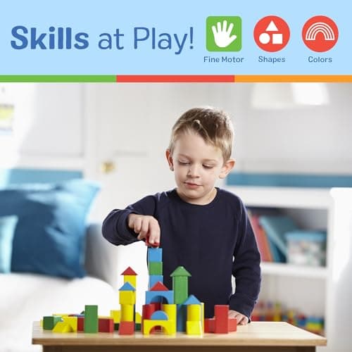 Melissa & Doug Wooden Building Blocks, 100-Piece Set of Sorting & Stacking Toys in 4 Colors and 9 Shapes, Classic Toddler Toys for Girls & Boys Ages 2+ - FSC Certified — view 4