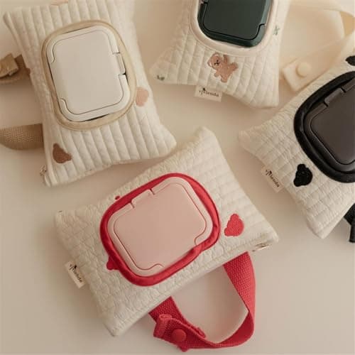 Bear Cover Cotton Wipe and Diaper Pouch for Pram Large Diaper Bag Organizer Pouches with Attachment for Families — view 5