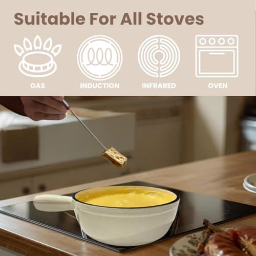Cast Iron 9-pcs 2L Fondue Set With Accessories Fondue Kit Swiss Fondue Cheese Meat Oil Fondue Pot Fondue Pot set, Cheese Fondue Set, Chocolate Fondue Pot, Cheese Melting Pot, Fondue Pot Non Electric — view 3