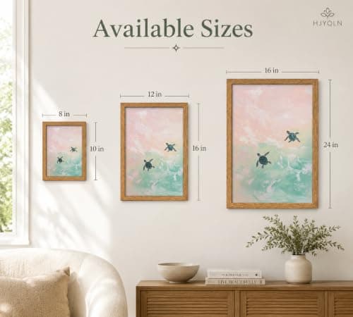 Framed Turtle Canvas Wall Art,Summer Tropical Animal Painting Picture Wall Decor,Dreamy Ocean Coastal Poster Print Artwork,for Bathroom Bedroom Living Room kids Room Home Decoration 8x10in — view 4