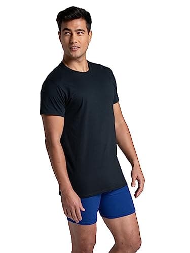Fruit of the Loom Men's Undershirts, Moisture Wicking & Tag Free, Short Sleeve Crew T-Shirts, Black/Grey - 3 Pack, Large — view 4