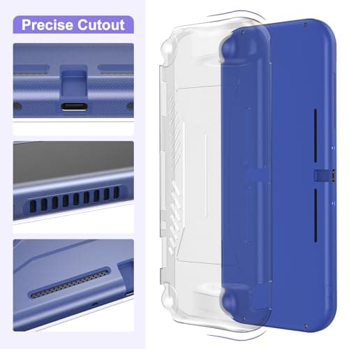 innoAura Switch Lite Case 18-in-1 Accessories Bundle for NS Switch Lite (2019), with Protective Carrying Case, Game Holder, Screen Protector & Cute Thumb Grips, Purple — view 4