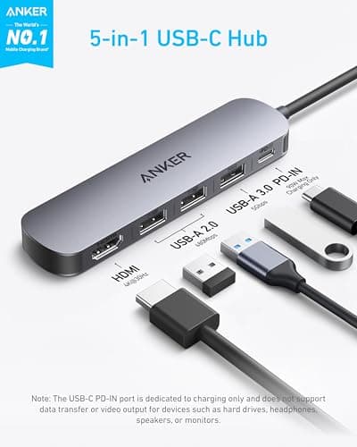 Anker USB C Hub 5-in-1 USB Hub for Laptops, 4K HDMI USB-C Multiport Adapter — view 2