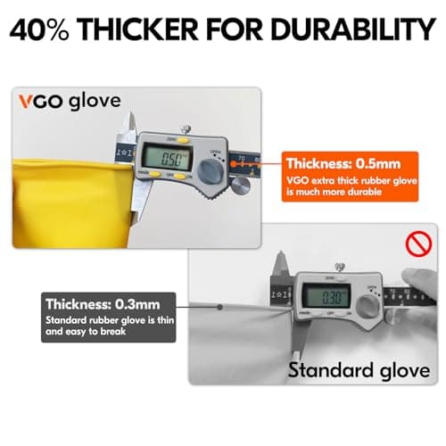 Vgo 1Pair Reusable Household Gloves, Rubber Dishwashing Gloves, Kitchen Cleaning (S,Yellow,HH4601)