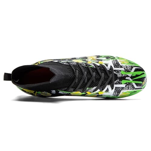 PMKZSES High-Top Soccer Cleats for Outdoor Training Matches Football Shoes Black — view 5