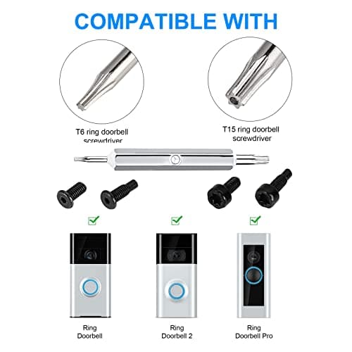 Replacement Screwdriver T6 T15 & + 20Pcs Screws Fit Ring Doorbell 2 3 4 Plus Pro Elite — view 4