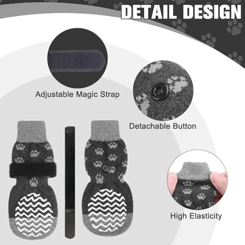 EXPAWLORER 6Pcs Anti Slip Dog Socks to Prevent Licking Paws, Dog Shoes for Hot Pavement Double Sides Dog Boots & Paw Protectors Booties for Hardwood Floors with Grippers Small Medium Large Senior Dogs — view 5