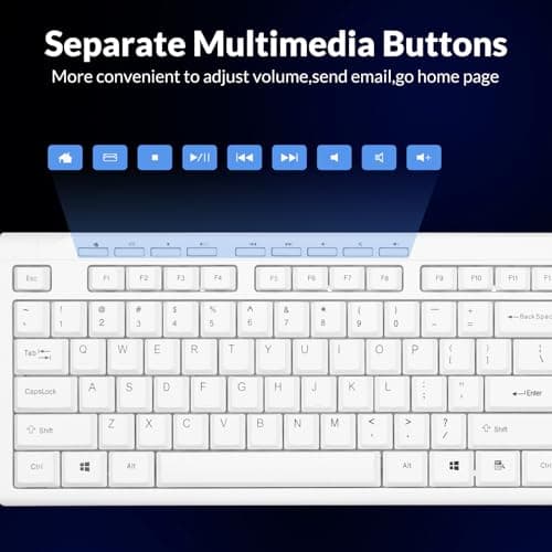 Rii RK907 Ultra-Slim Compact USB Wired Keyboard for Mac and PC,Windows 10/8 / 7 / Vista/XP(White) — view 3