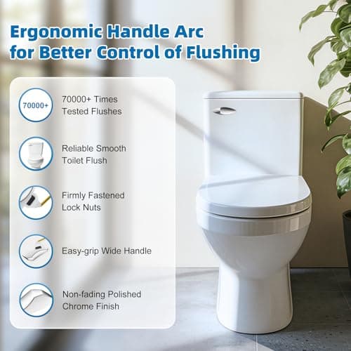 Universal Front Mount Toilet Handle Replacement Kit Compatible with Kohler/Mansfield/American Standard/Gerber Toilets, Toilet Tank Flush Lever with Stainless Steel Chain, Easy Grip Wide Handle, Chrome